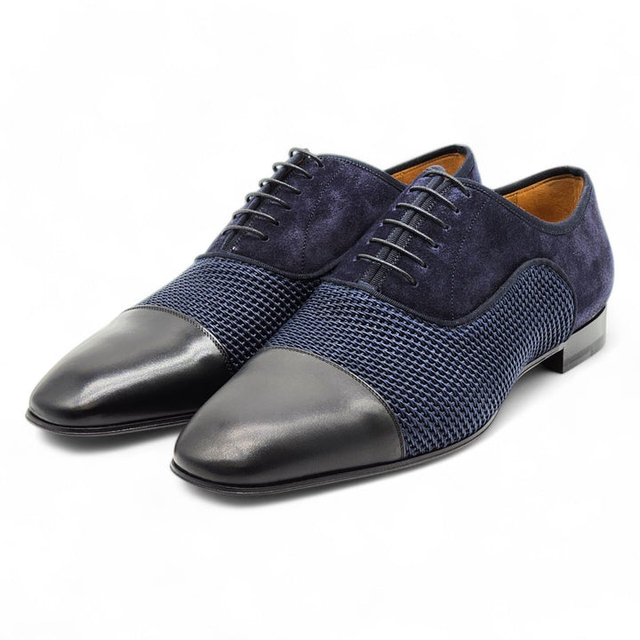Christian Louboutin Greggo Leather and Suede Oxford Shoes Blue EU 44 US 11