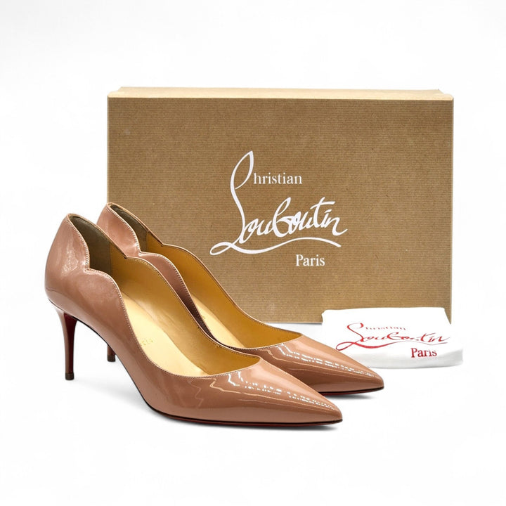 Christian Louboutin Hot Chick Patent Leather Kitten Heel Pumps Blush