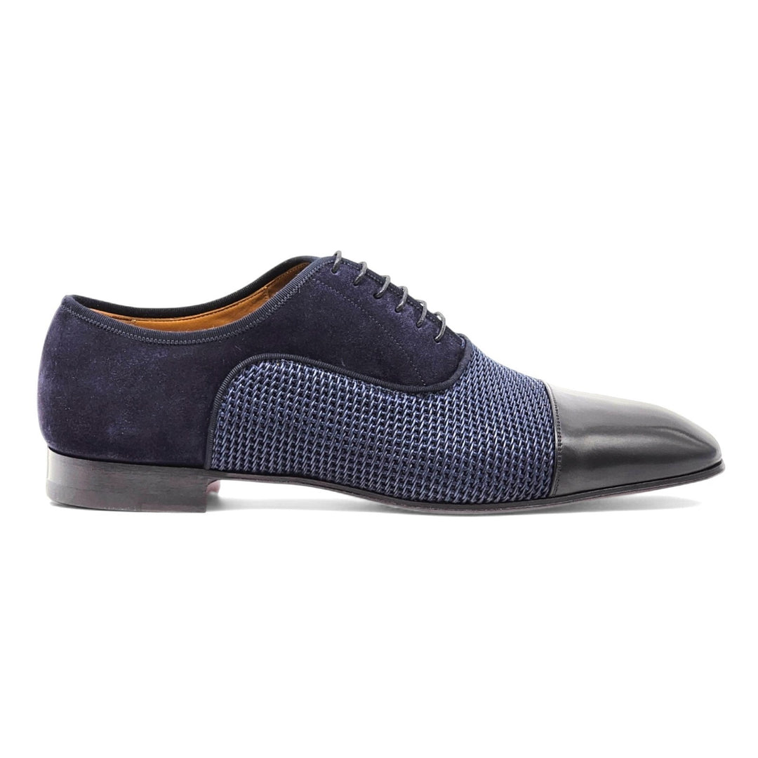 Christian Louboutin Greggo Leather and Suede Oxford Shoes Blue EU 44 US 11