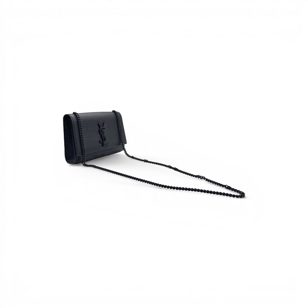 Saint Laurent Small Kate Grain de Poudre Pebbled Leather Shoulder Bag Black