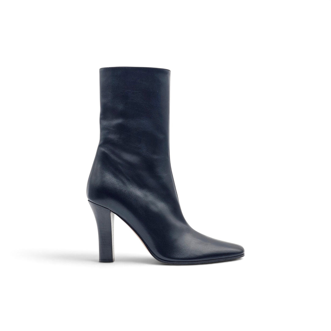 The Row Mona 80 Women's Leather Mid-Calf Boots Black Leather - NWB $3000