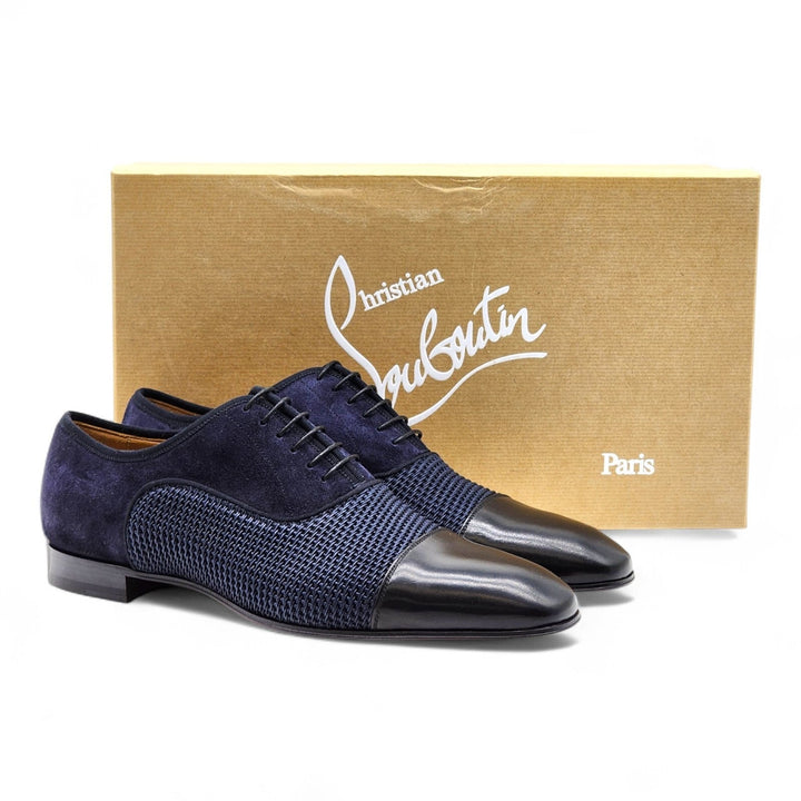 Christian Louboutin Greggo Leather and Suede Oxford Shoes Blue EU 41.5 / US 8.5