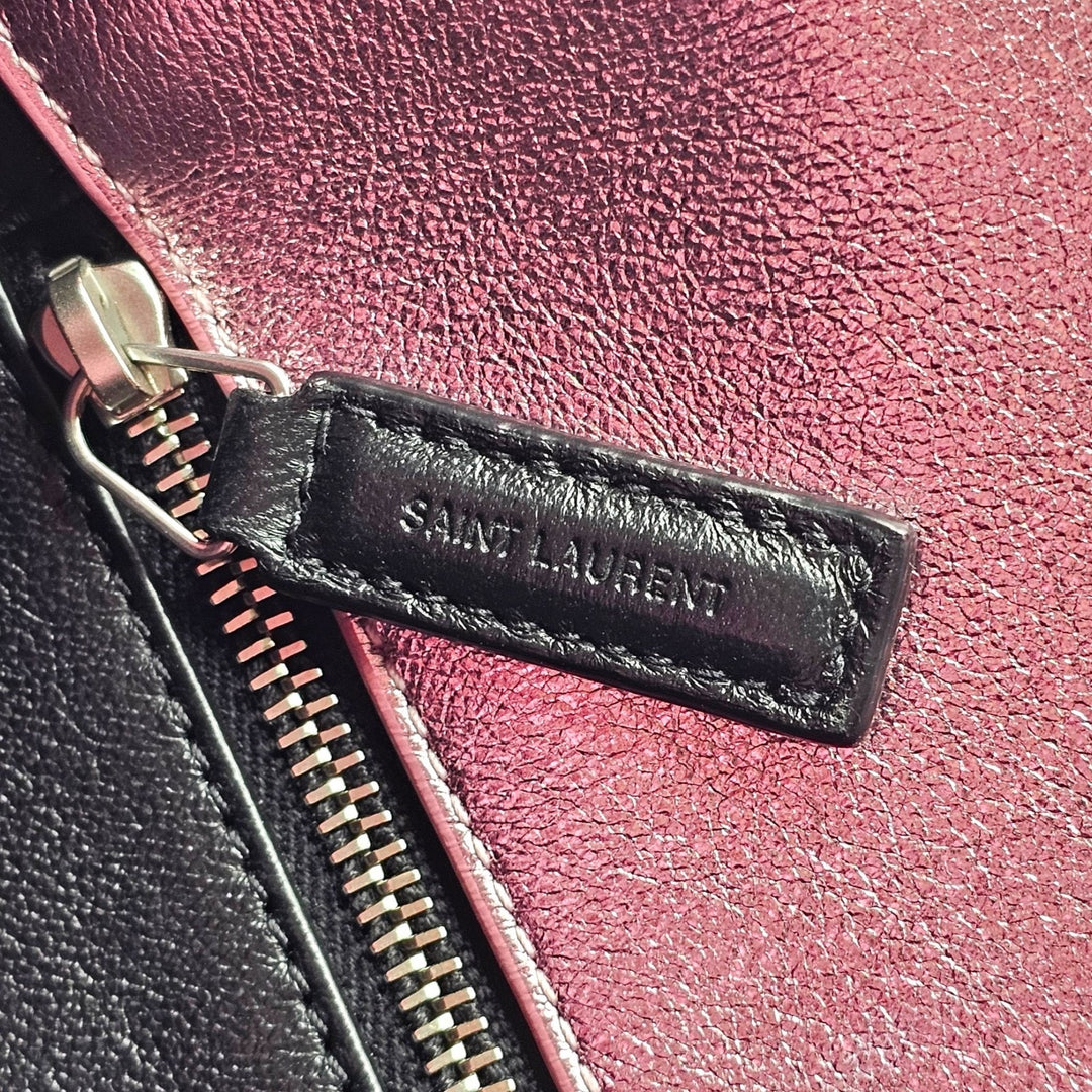 Saint Laurent Sade Puffer Envelope Leather Clutch Metallic Pink - NWT