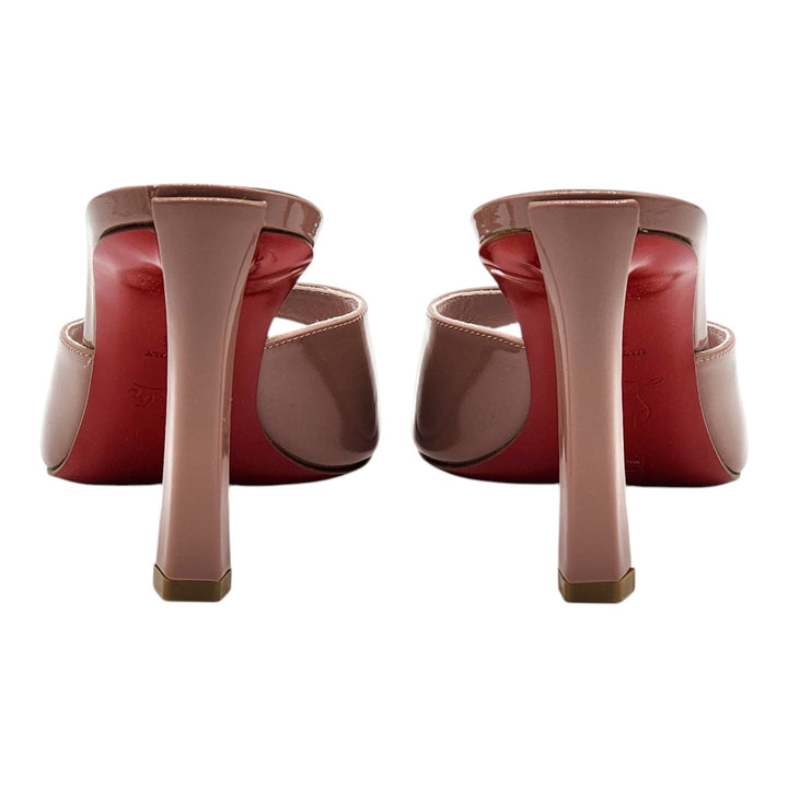 Christian Louboutin Condora 85 Leather Heeled Sandals Mules Brown EU 37.5 US 7