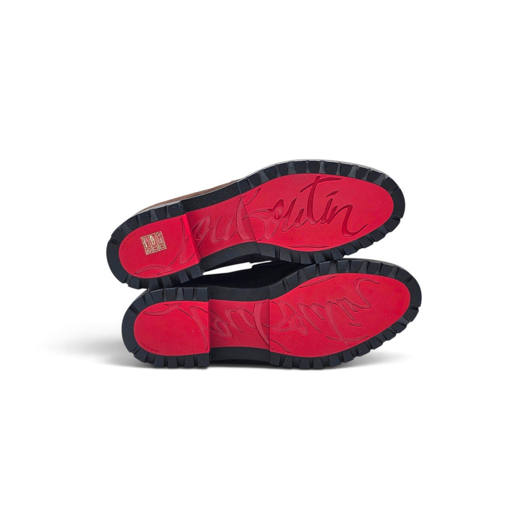 Christian Louboutin Caravin Suede Lug Sole Loafers Brown EU 41 US 8 NWOB - $1250