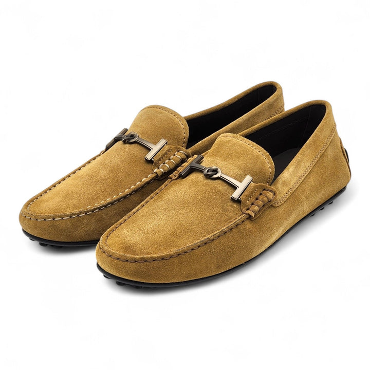 Tod's Gommino Driving Suede Brown Loafers Gunmetal Bit UK 7.5 US 9