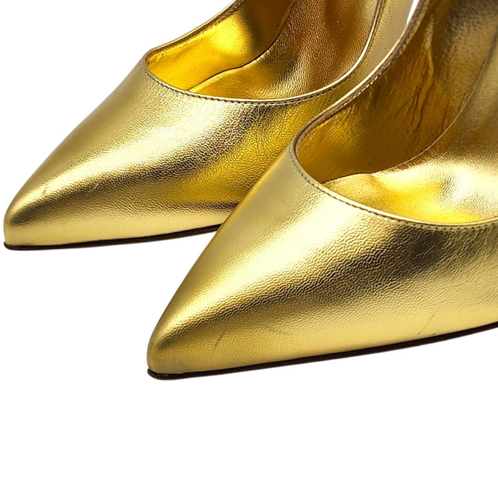 Christian Louboutin Hot Chick Patent Leather Pumps Metallic Gold EU 39 US 8.5