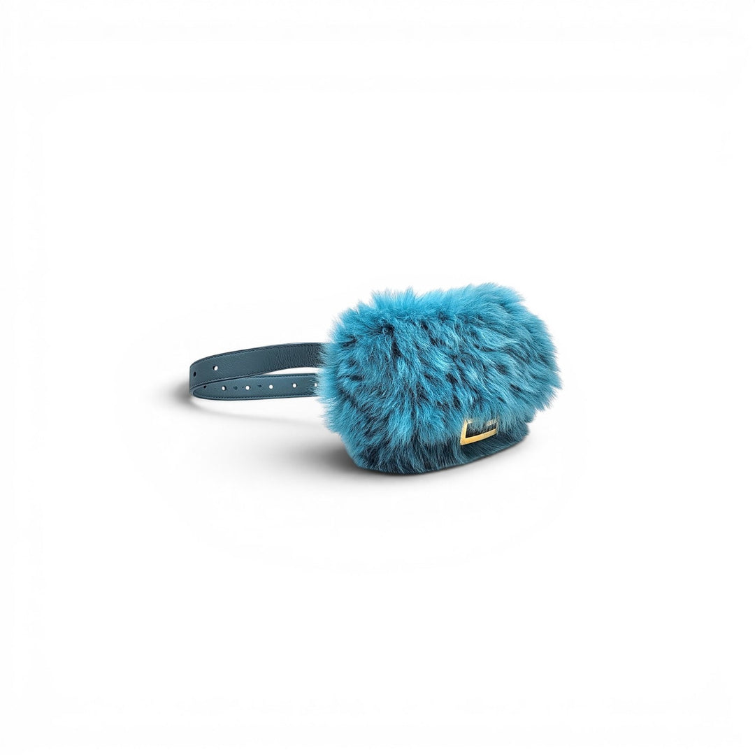Fendi Baguette Waist Bag Fanny Pack Shearling Fur and Leather in Blue