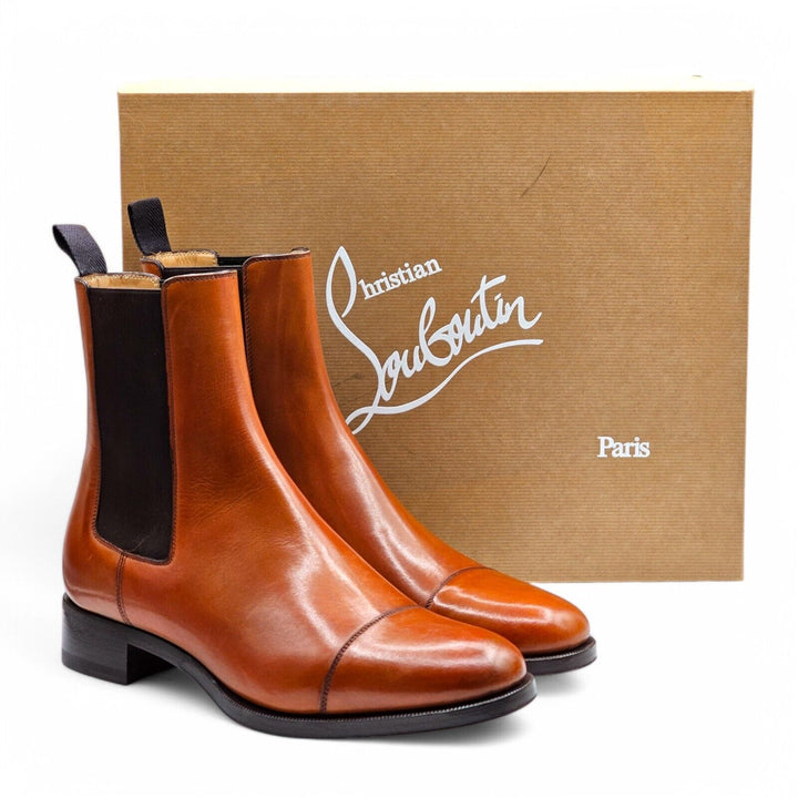 Christian Louboutin Antonio Leather Chelsea Boots Brown EU 40.5 US 7.5 New $1350