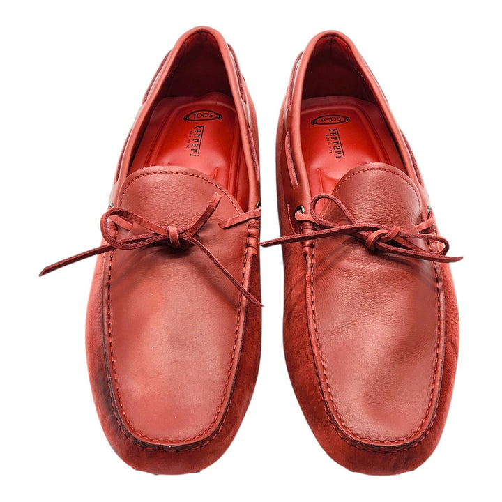 Tod’s for Ferrari Gommino Driving Leather Loafers Red UK 11.5 US 13