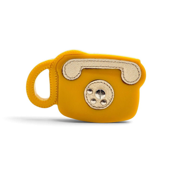 Prada Vintage Telephone Brooch Resin Leather Yellow 2AJ376 1RE F0010