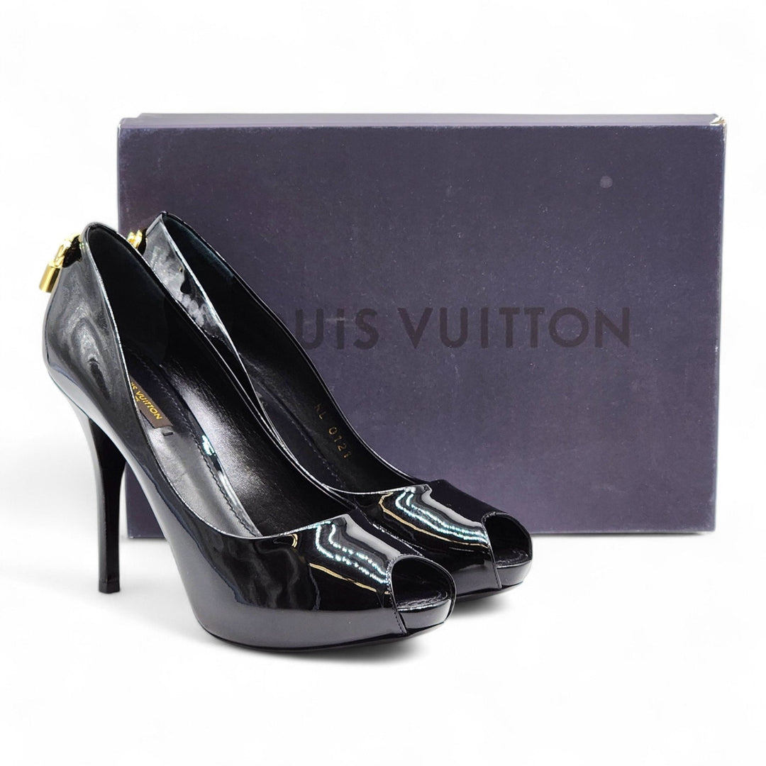 Louis Vuitton Oh Really Peep Toe Pumps Black EU 38 US 7.5