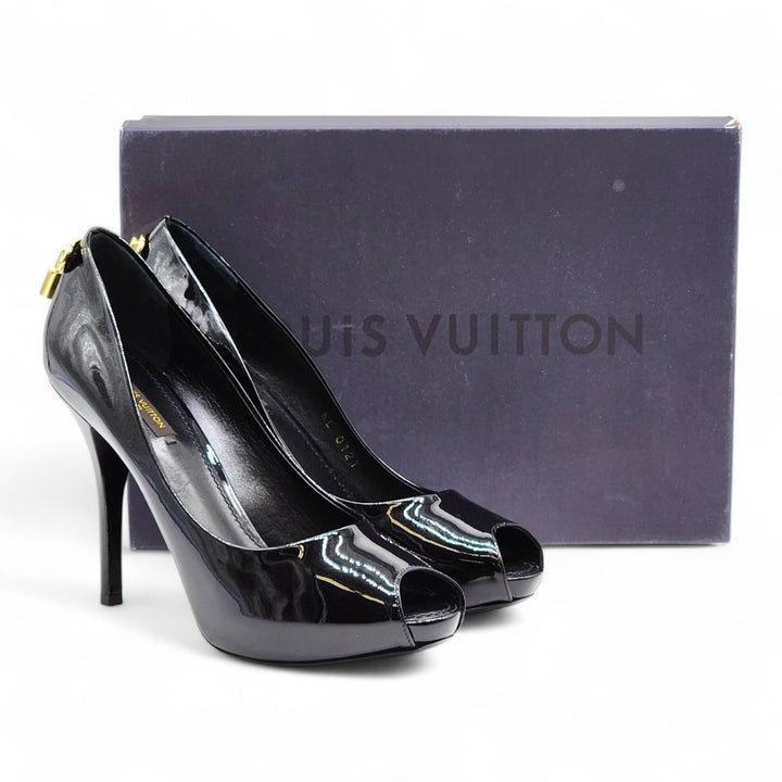 Louis Vuitton Oh Really Peep Toe Pumps Black EU 38 US 7.5
