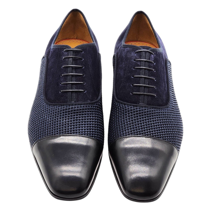 Christian Louboutin Greggo Leather and Suede Oxford Shoes Blue EU 45 US 12