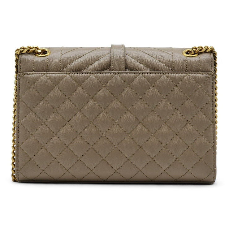 Saint Laurent Monogram Medium Envelope Shoulder Bag - Grain de Poudre Leather - Beige