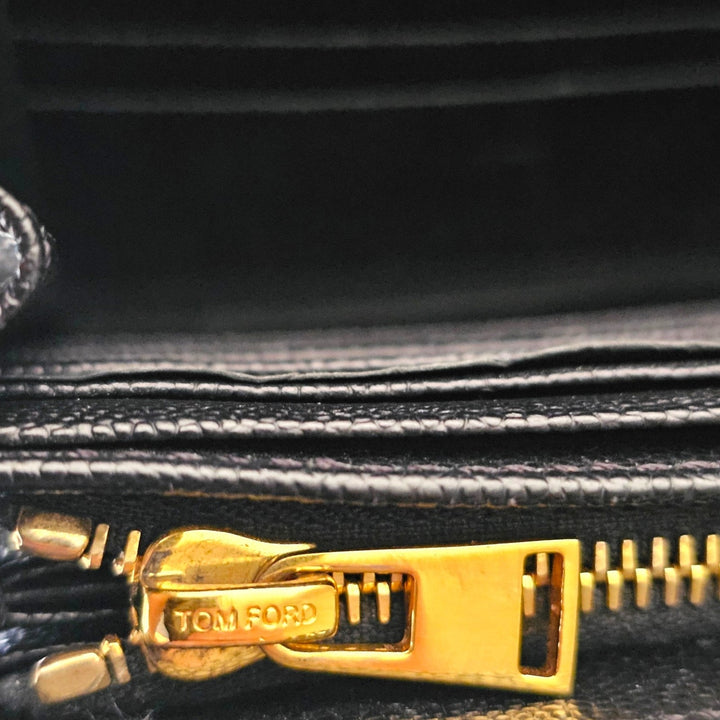 Tom Ford Aube Black Leather Crossbody Clutch Wallet Bag Black - $1800