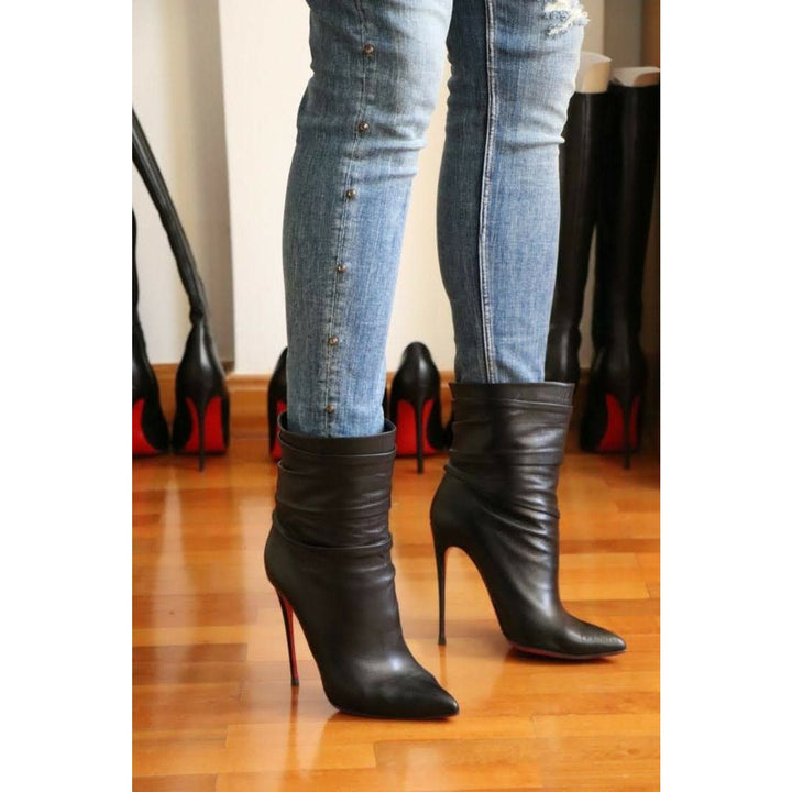 Christian Louboutin Ishtar Boots 100mm - Leather - Black EU 35.5 US 5