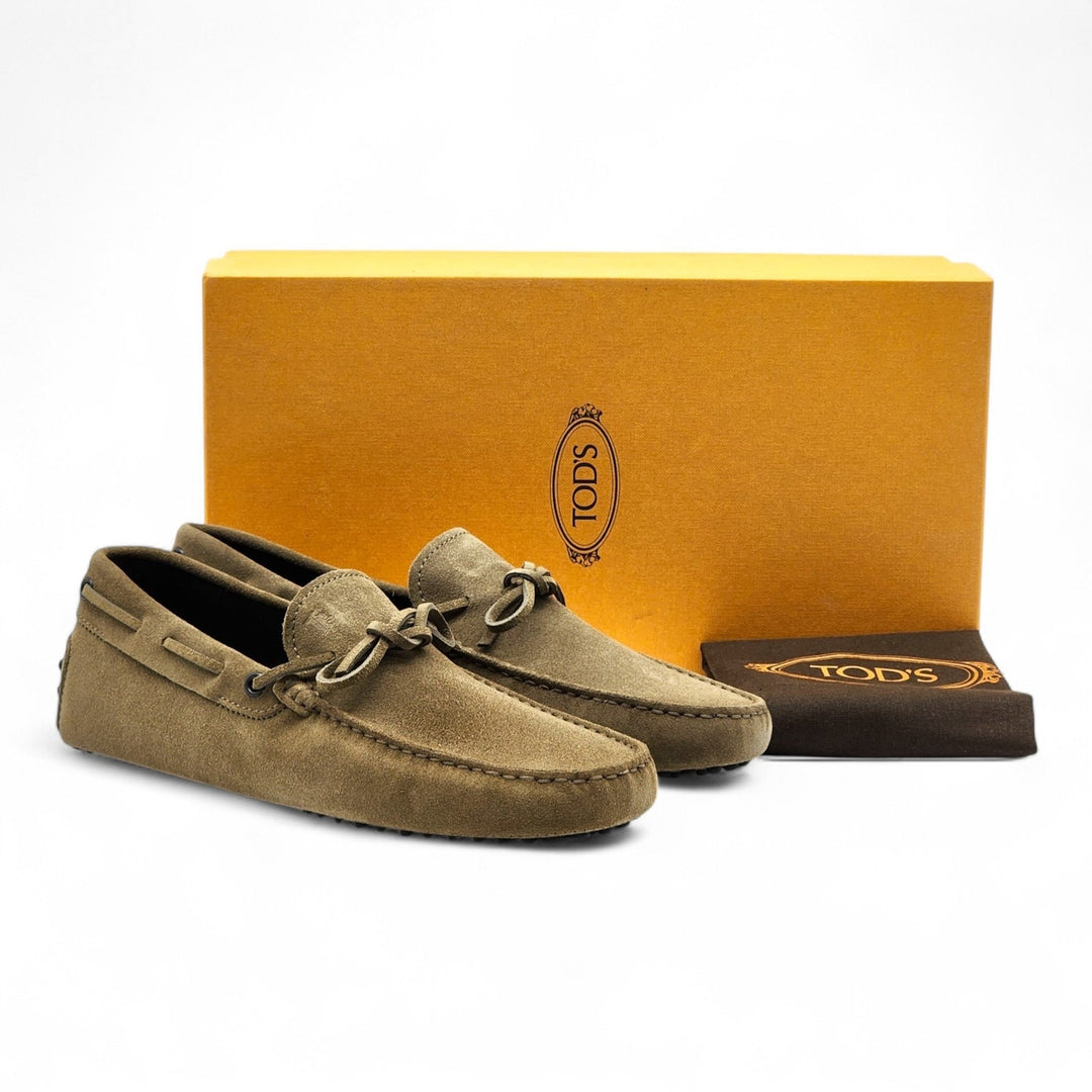 Tod's City Gommino Driving Men's Suede Loafers Taupe UK 7 US 8.5