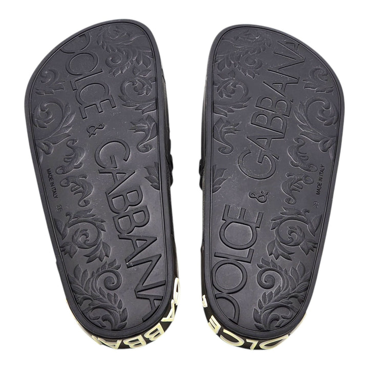 Dolce & Gabbana Logo Saint Barth Rubber Pool Slides Black EU 39 US 9