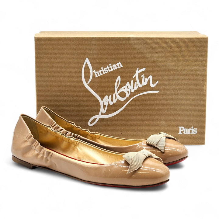Christian Louboutin Gloriana Flat Patent Leather Ballet Flats Nude EU 42 US 11.5