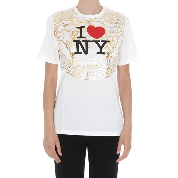 Versace x I Heart NY Oversized Women's T-Shirt - Cotton - White S