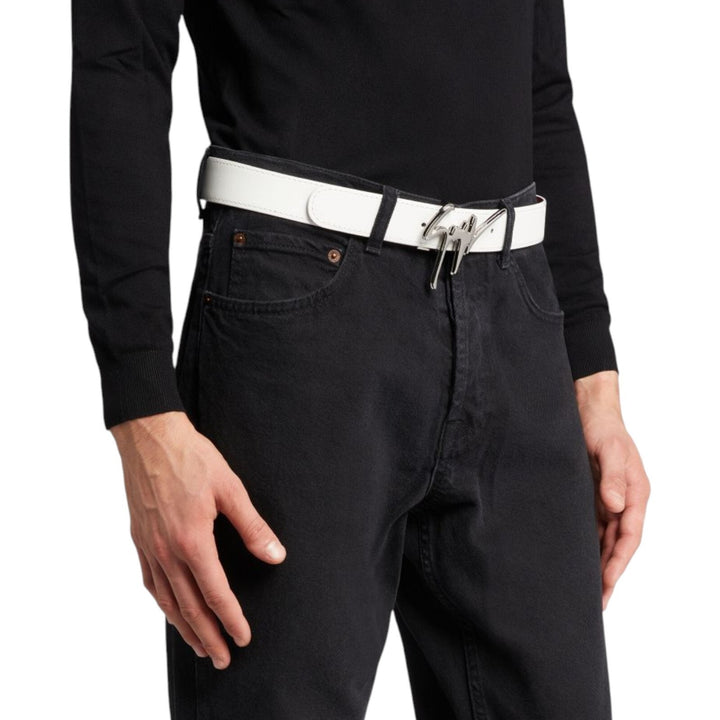 Giuseppe Zanotti Silver Logo Adjustable Leather Belt Unisex One Size