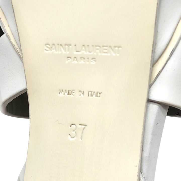 Saint Laurent Tribute Platform Leather Sandals Pumps White