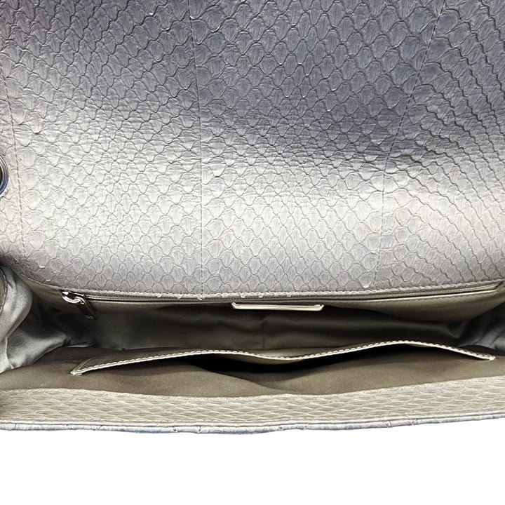 Chanel Python Easy Carry Medium Classic Flap Bag Top Handle Beige