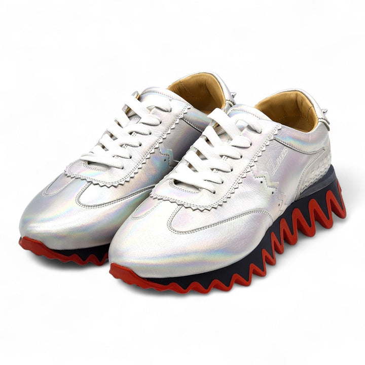 Christian Louboutin Loubishark Low Top Leather Sneakers Silver EU 41 US 8