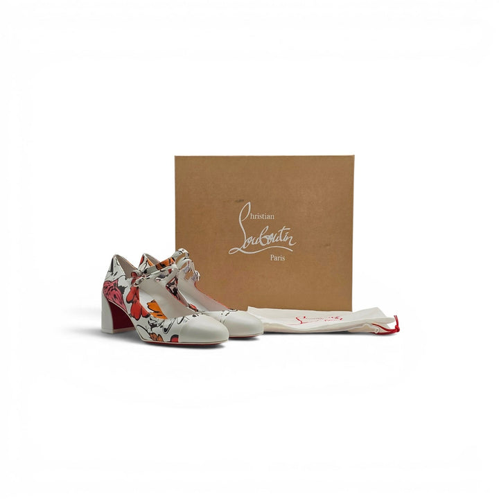 Christian Louboutin x Shun Sudo Miss Jane 55mm Leather Pumps Floral EU 37 US 7