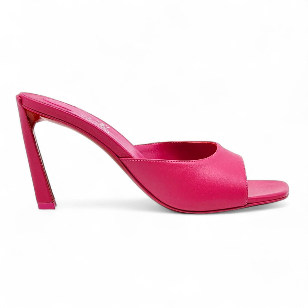 Christian Louboutin Condora 85 Leather Heeled Sandals Mules Pink EU 37.5 US 7