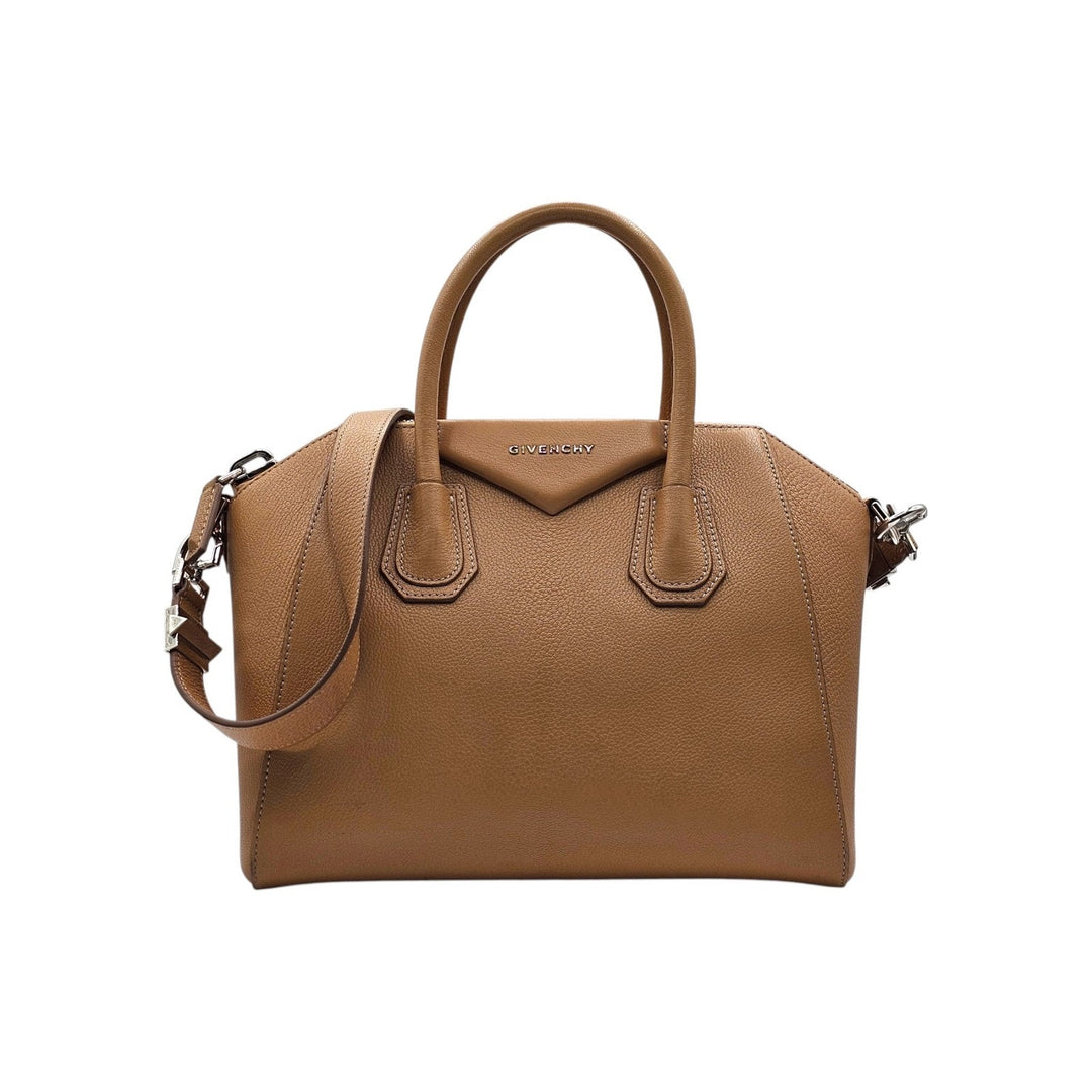 Givenchy Antigona Small Sugar Goatskin Leather Satchel Bag Brown