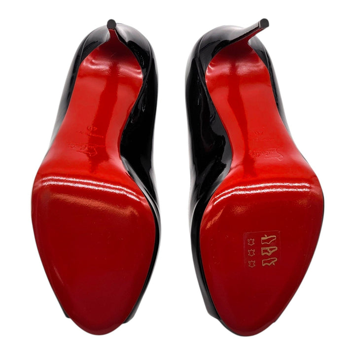 Christian Louboutin Hot Chick Alta Open Toe Leather Pumps Black EU 40 US 9.5