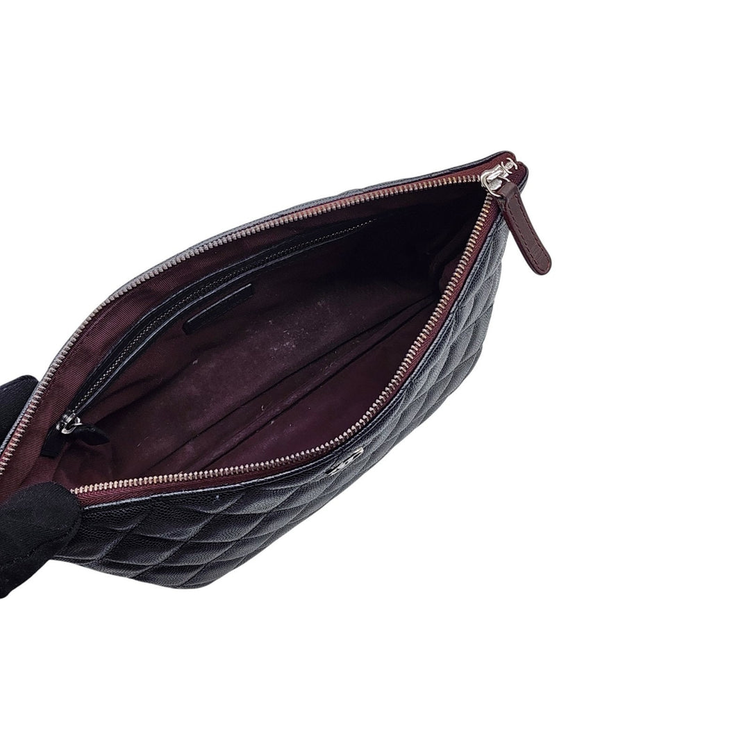 Chanel Quilted Leather O’Case Pouch Clutch Black Silver SHW 24-series