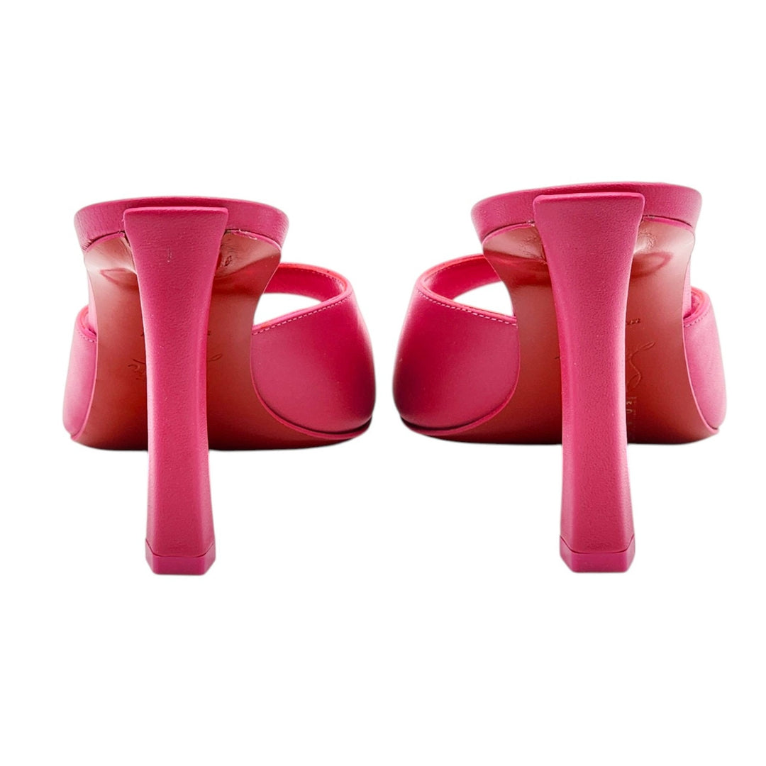 Christian Louboutin Condora 85 Leather Heeled Sandals Mules Pink EU 37.5 US 7