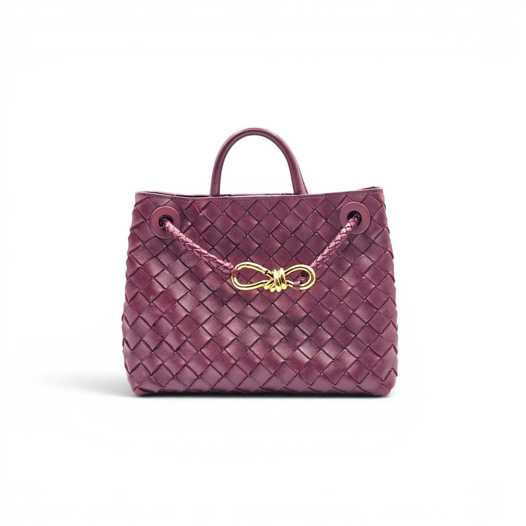 Bottega Veneta Small Andiamo Shoulder Bag Intrecciato Leather Burgundy