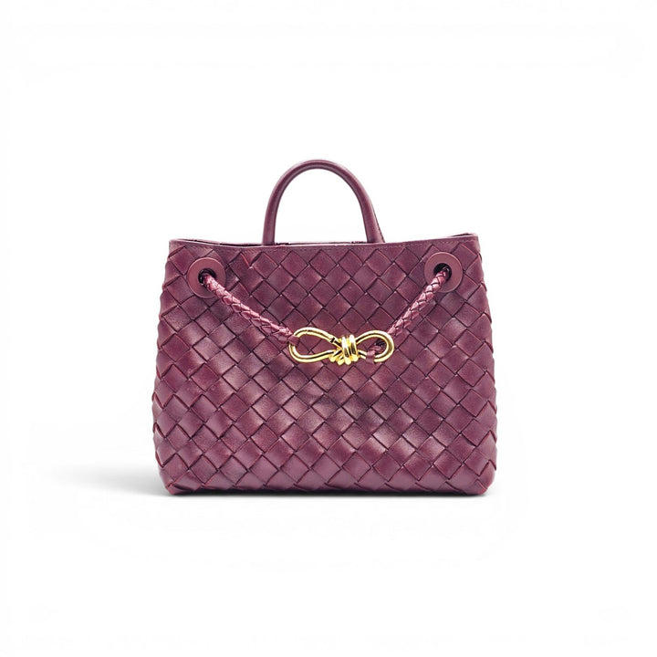 Bottega Veneta Small Andiamo Shoulder Bag Intrecciato Leather Burgundy