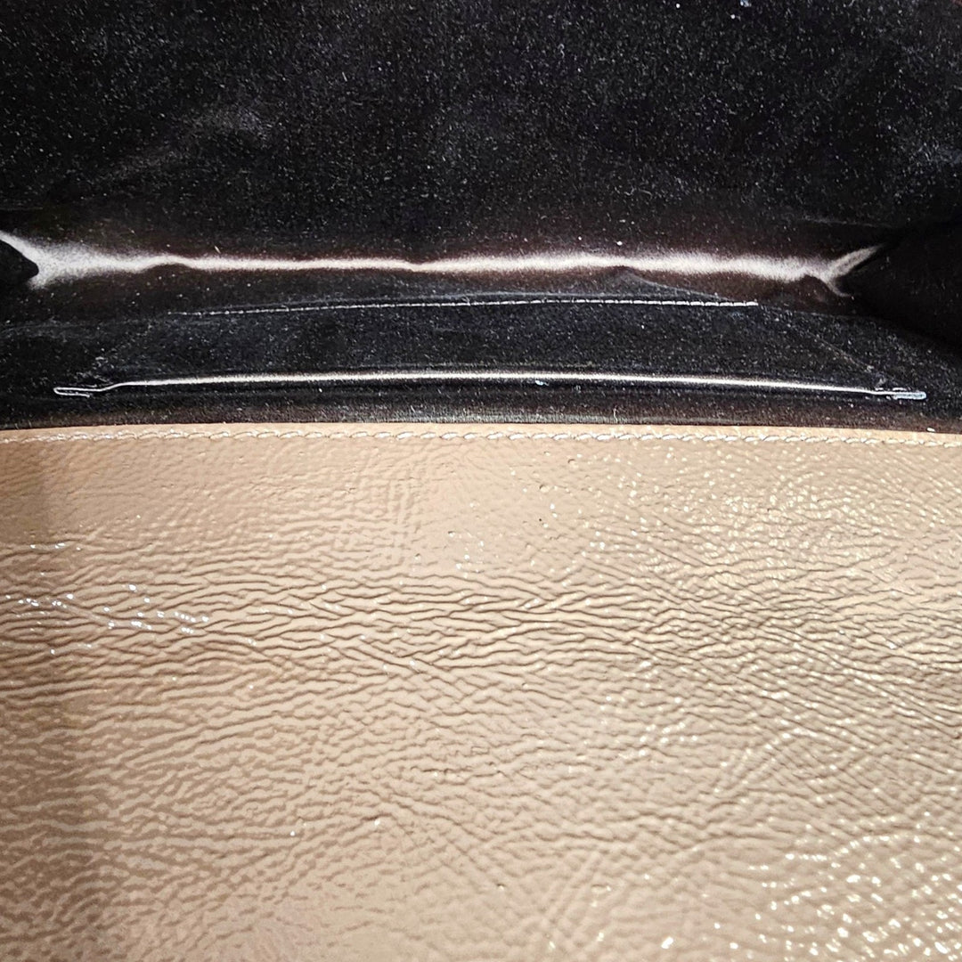 Yves Saint Laurent YSL Monogram Large Belle De Jour Clutch Brown Patent Leather
