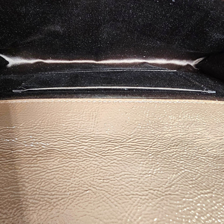 Yves Saint Laurent YSL Monogram Large Belle De Jour Clutch Brown Patent Leather