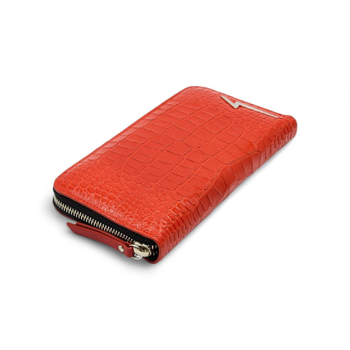 Giuseppe Zanotti Thunderbolt Croc Leather Zip Purse Wallet