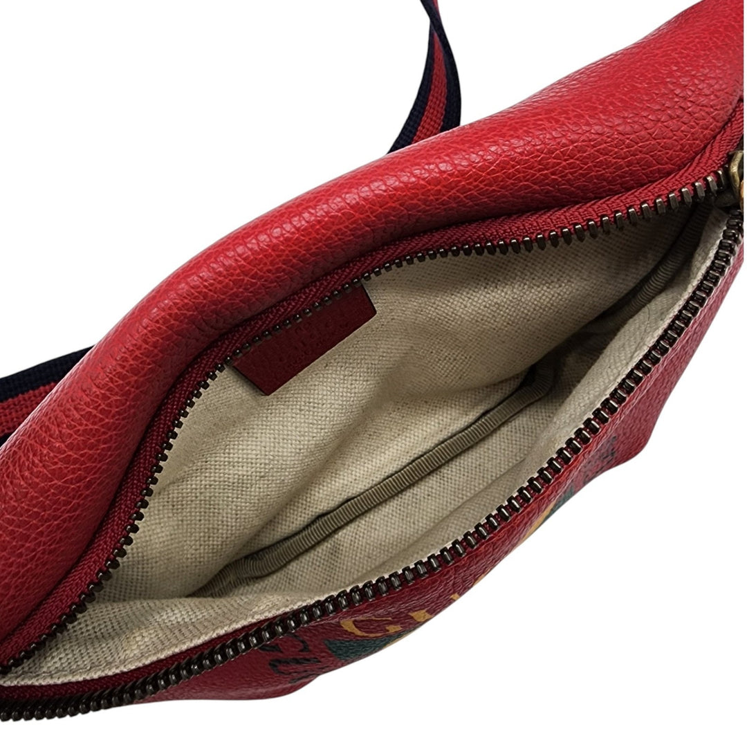 Gucci Logo Belt Bag Red Leather Waist Bag Crossbody Unisex 527792 204991