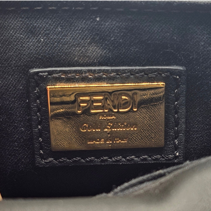 Fendi Studded Baguette Mini Crossbody Bag Black Gold