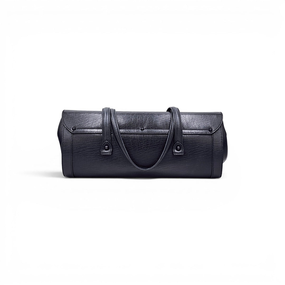 Gucci Bamboo Bullet Shoulder Bag 111715 1705 Black Leather Excellent