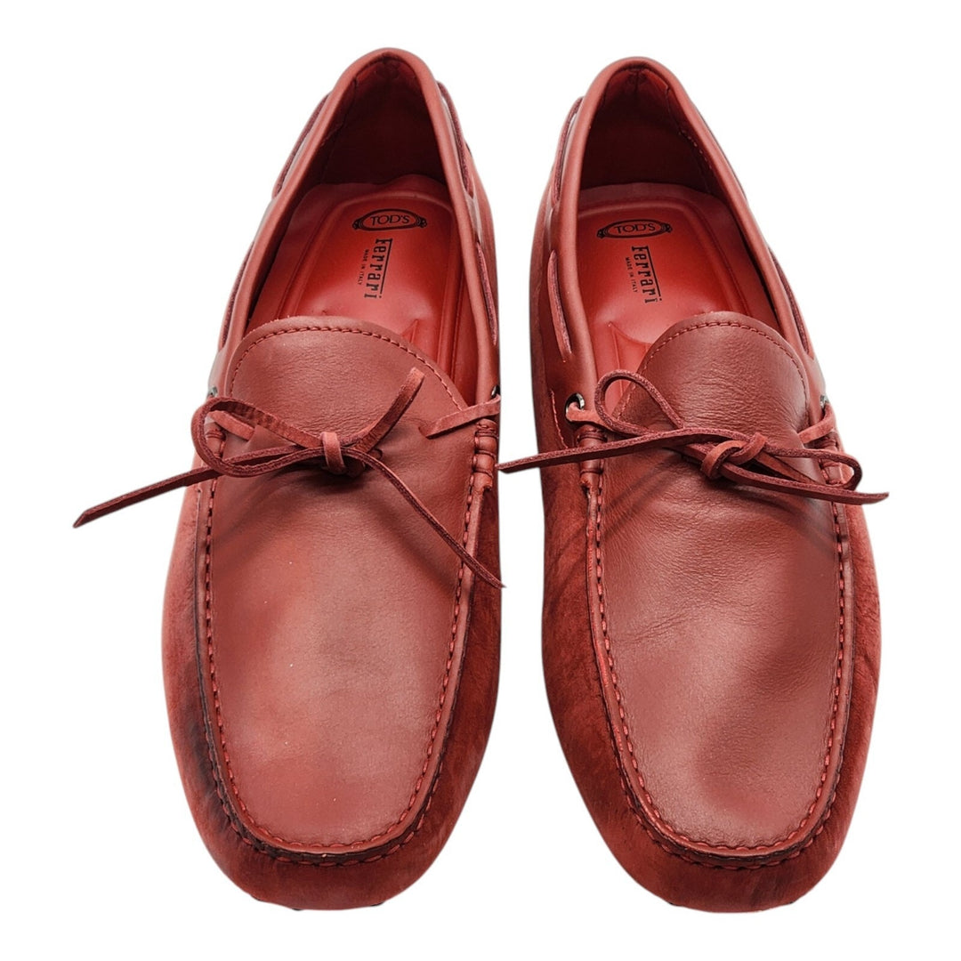 Tod’s for Ferrari Leather Gommino Driving Loafers Red UK 11.5 US 12.5