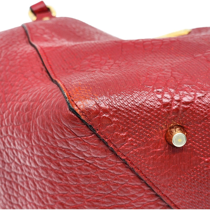 Burberry Canterbury Leather Shoulder Bag Tote in red