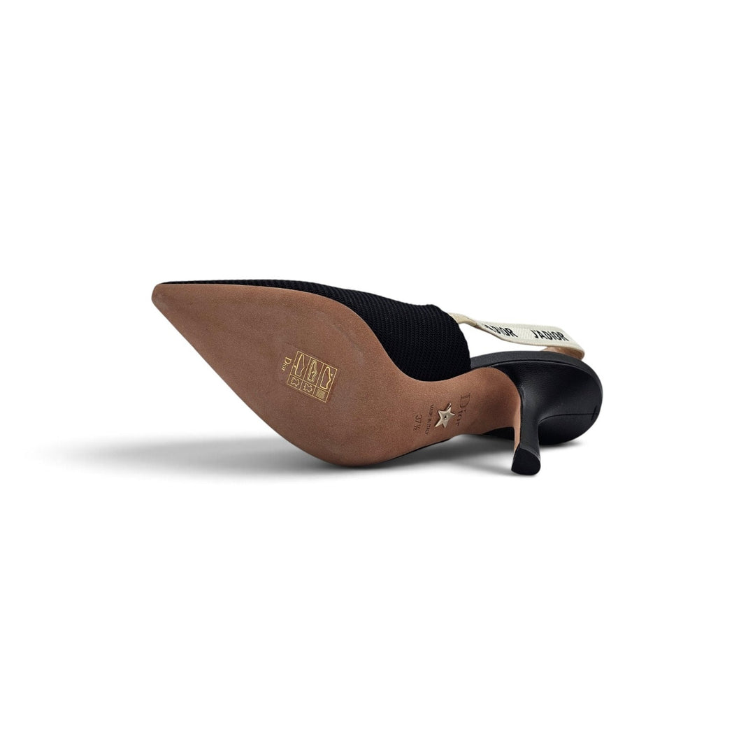 Christian Dior J'Adior Slingback Pumps in Black Technical Fabric EU 37.5 US 7.5