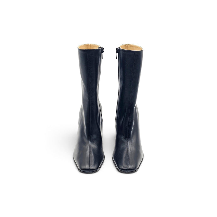 The Row Mona 80 Women's Leather Mid-Calf Boots Black Leather - NWB $3000
