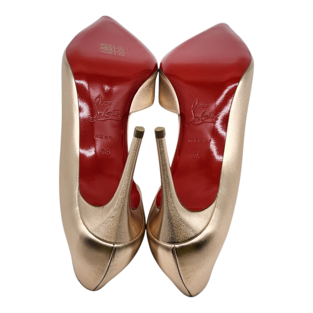 Christian Louboutin Iriza Leather Pumps 85 mm - Gold - EU 36 US 5.5 - $845