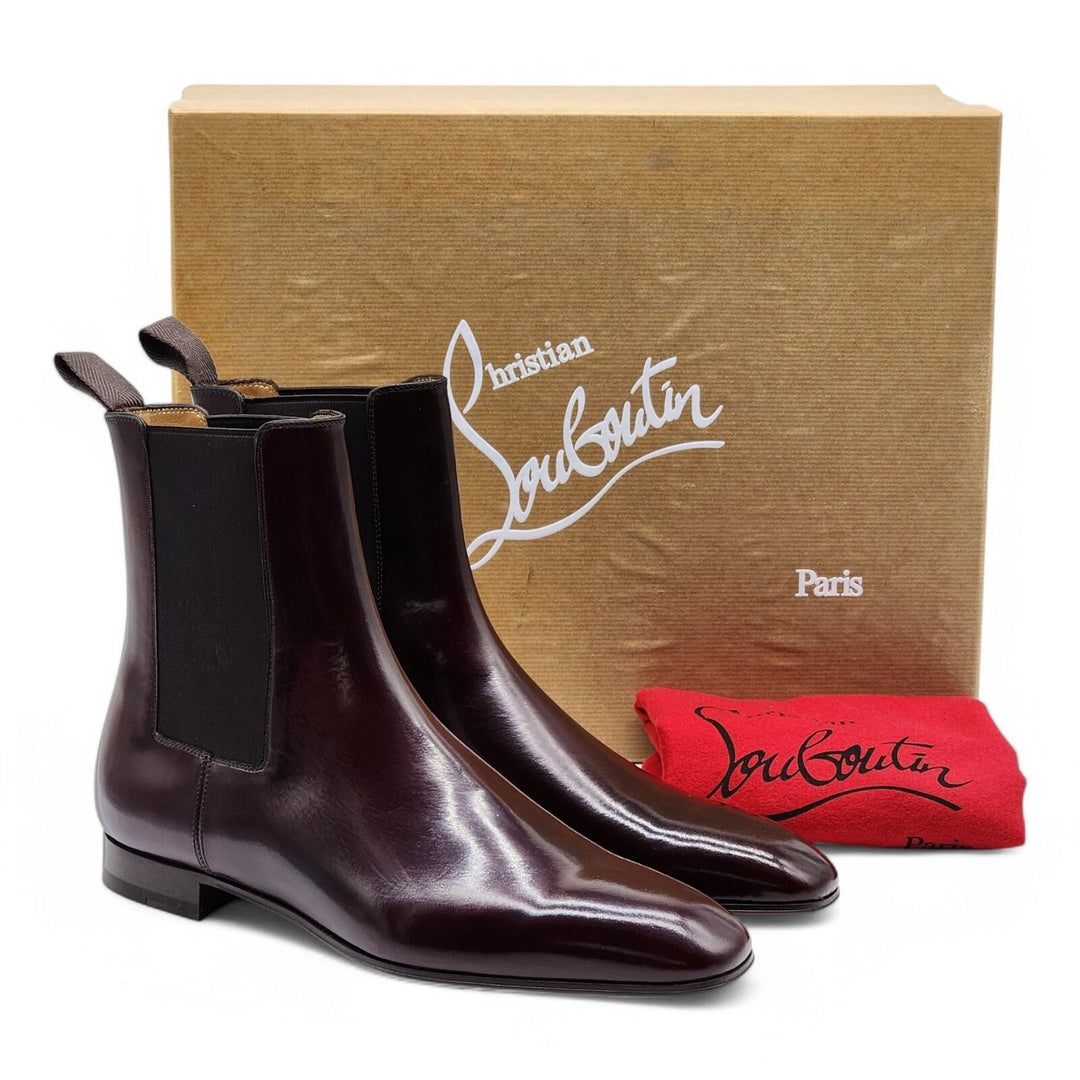 Christian Louboutin Samson Calf Leather Boots Burgundy EU 41 US 8