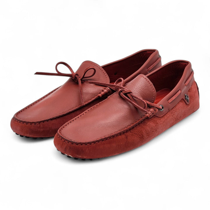 Tod’s for Ferrari Leather Gommino Driving Loafers Red UK 11.5 US 12.5